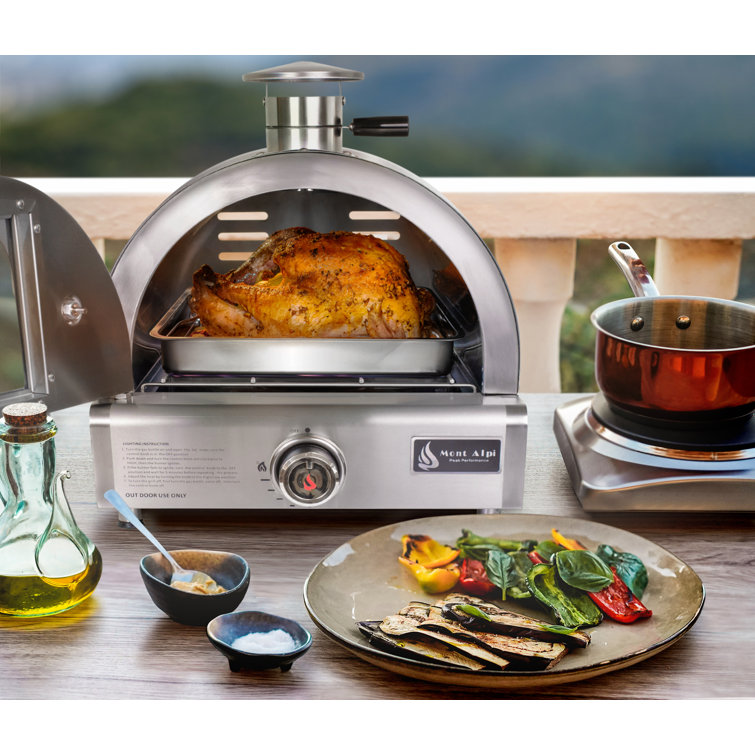 Mont Alpi MAPZ SS Countertop Table Top Stainless Steel Portable Outdoor Gas Pizza Oven Pizza Stone